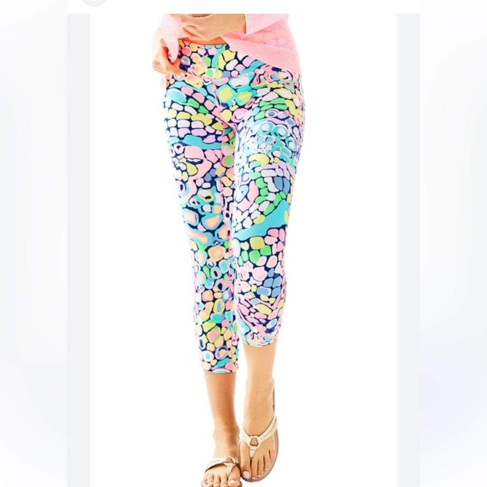 Lilly Pulitzer LUXLETIC CROPPED LEGGING IN MULTI GYPSY JUNGLE SIZE Large